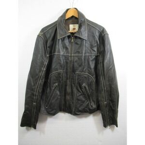 Distressed Misuri Italian Leather Jacket Men 48" Dark Brown Biker Vera Pelle